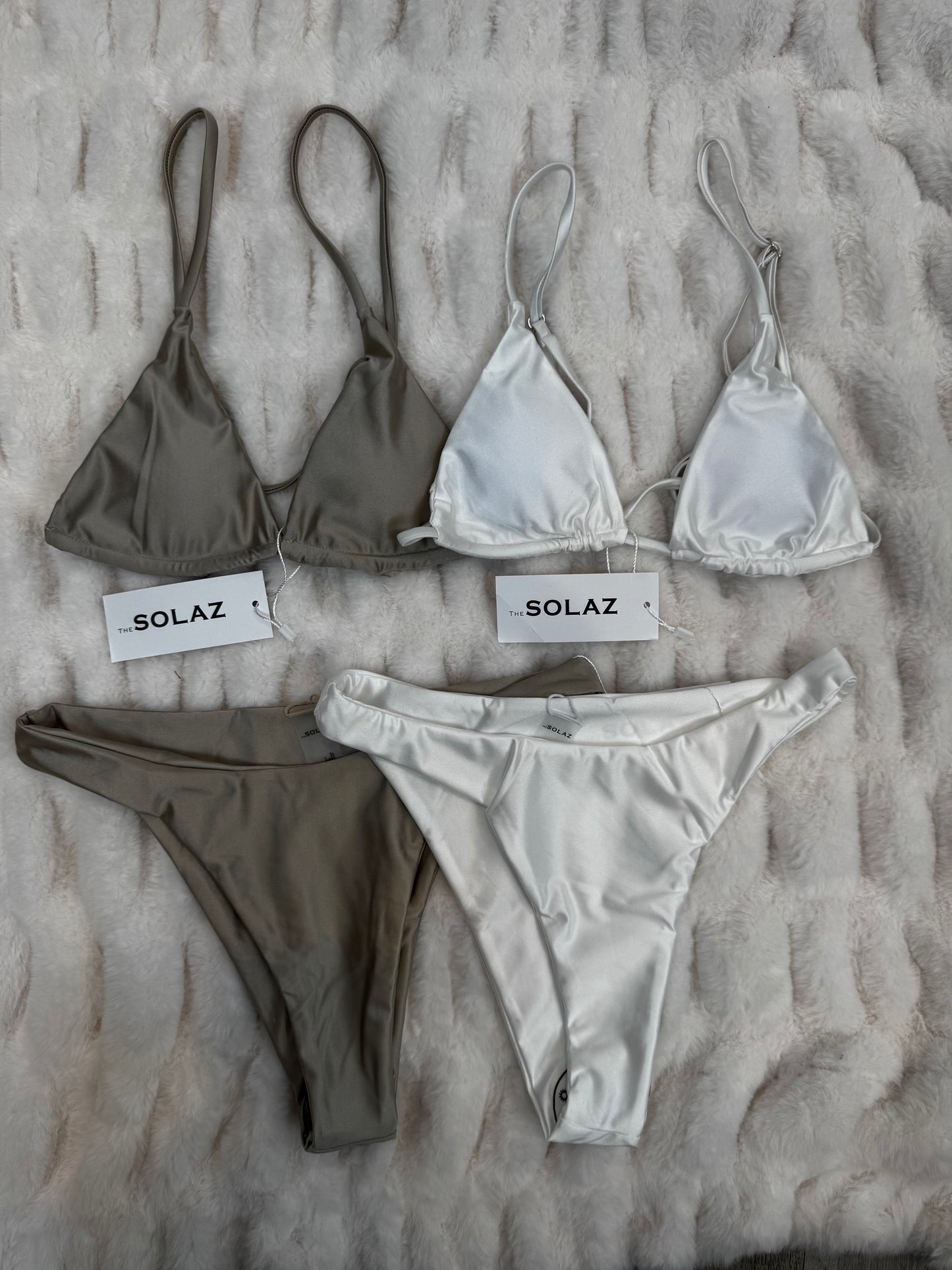 Belinda Shiny Slider Shoulder Strap Triangle Bikini High Leg Top