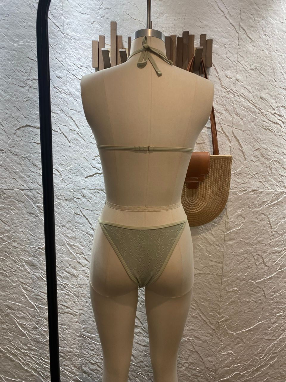 Vintage Eyelet & Binding Side Cut Out One piece Swimsuit