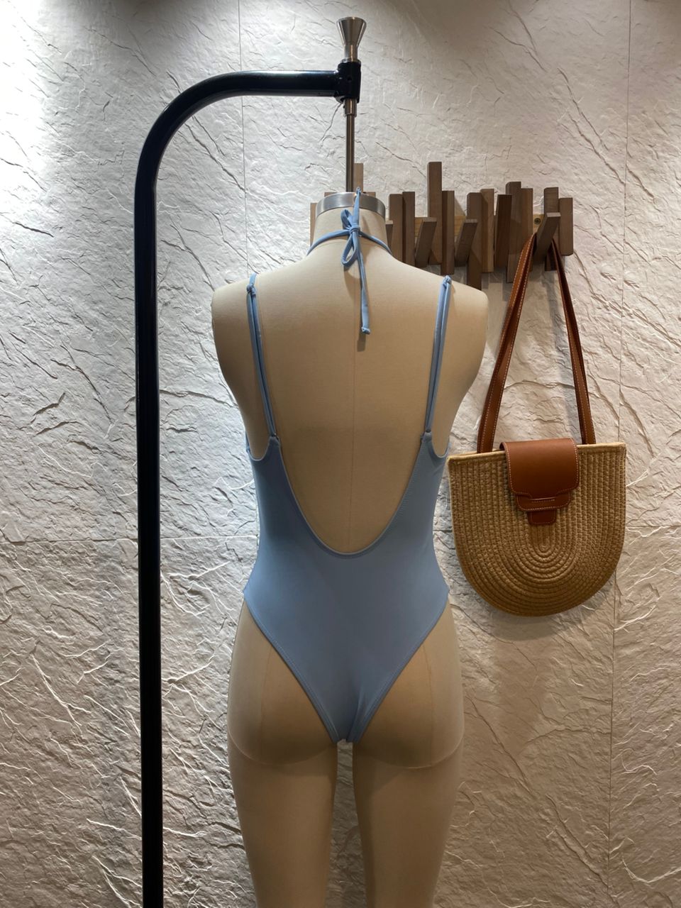 Alana Hallow Cut Out Halter Neck One piece Swimsuit with Pearls