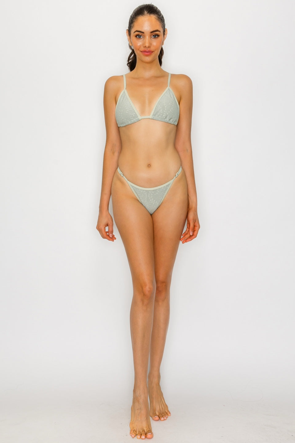 Vintage Eyelet & Binding Brazilian Bikini Swimsuit BOTTOM