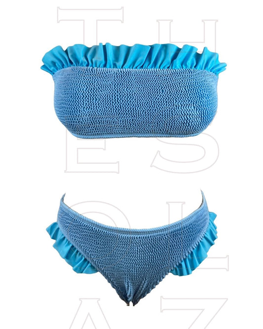 Heavy Crinkle Bandeau with Ruffles Bikini  Swimsuit BOTTOM