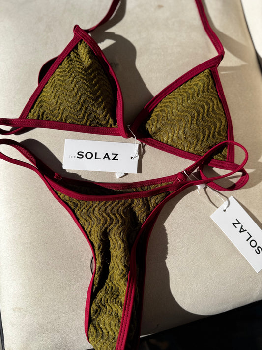 Premium Textured &  Contrast Binding Double Lined Bikini Swimwear Skimpy BOTTOM