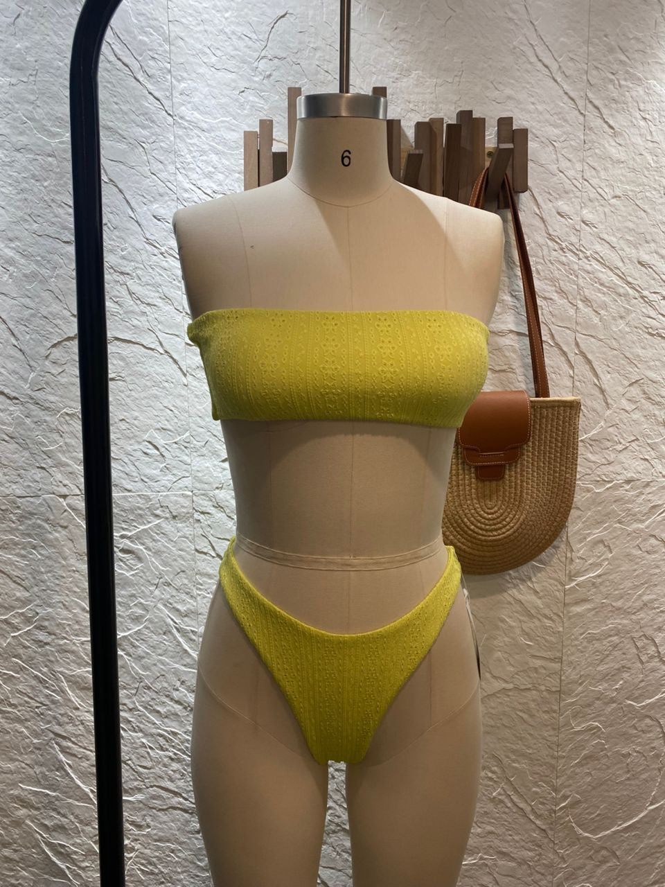 Strechy Soft Eyelet Bandeau Bikini Swimwear  TOP